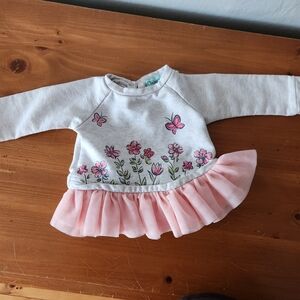 Chelsea's Corner Pink Floral Kids Sweatshirt with Ruffle Hem